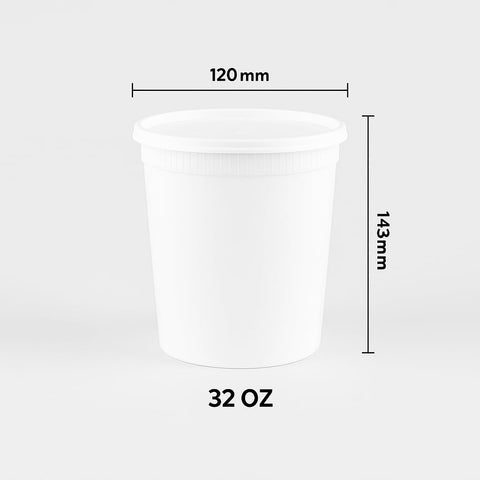 Contenedores transparentes de 32oz para ver el contenido sin abrir.