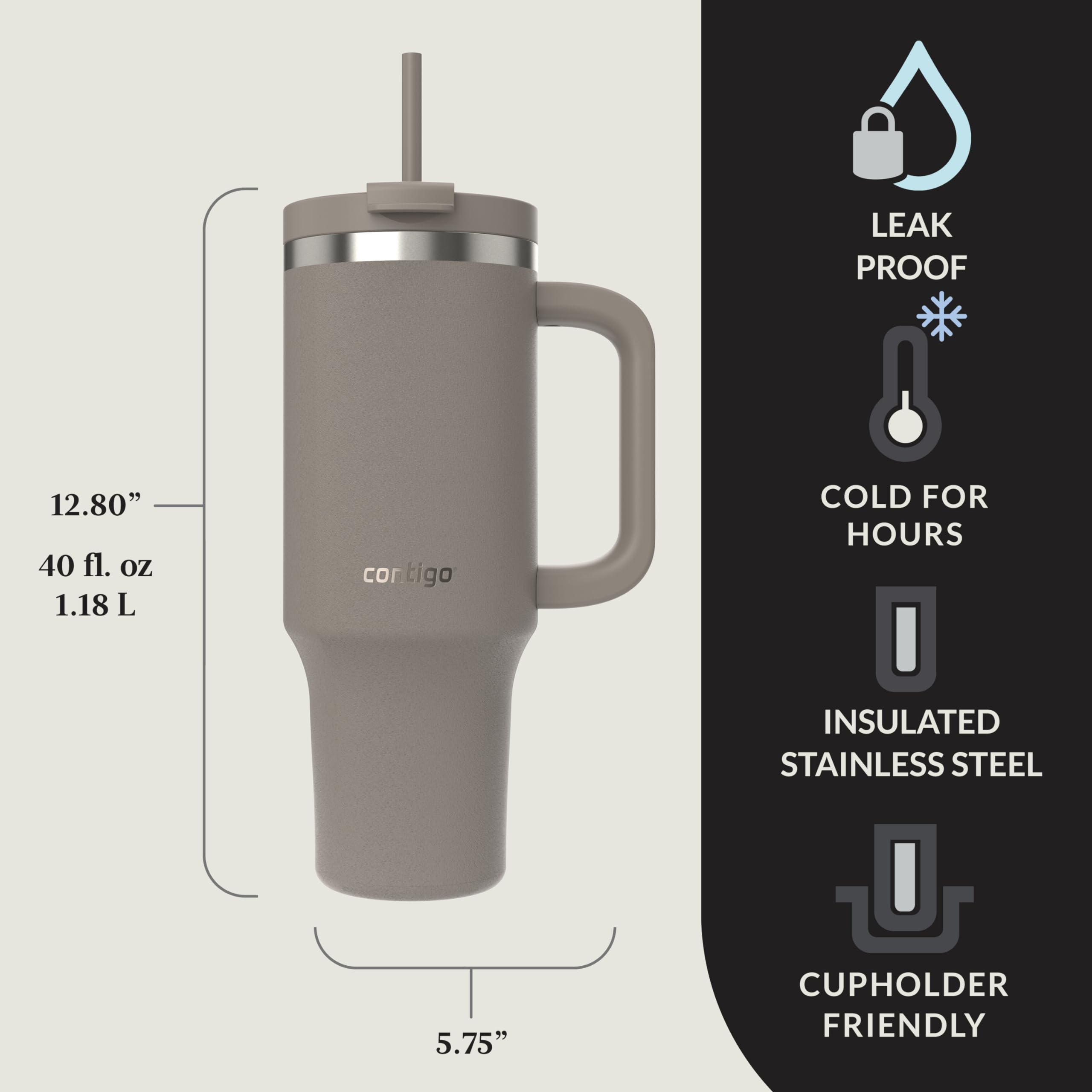 Contigo Streeterville 40oz: tapa multifunción para beber con o sin pajilla.