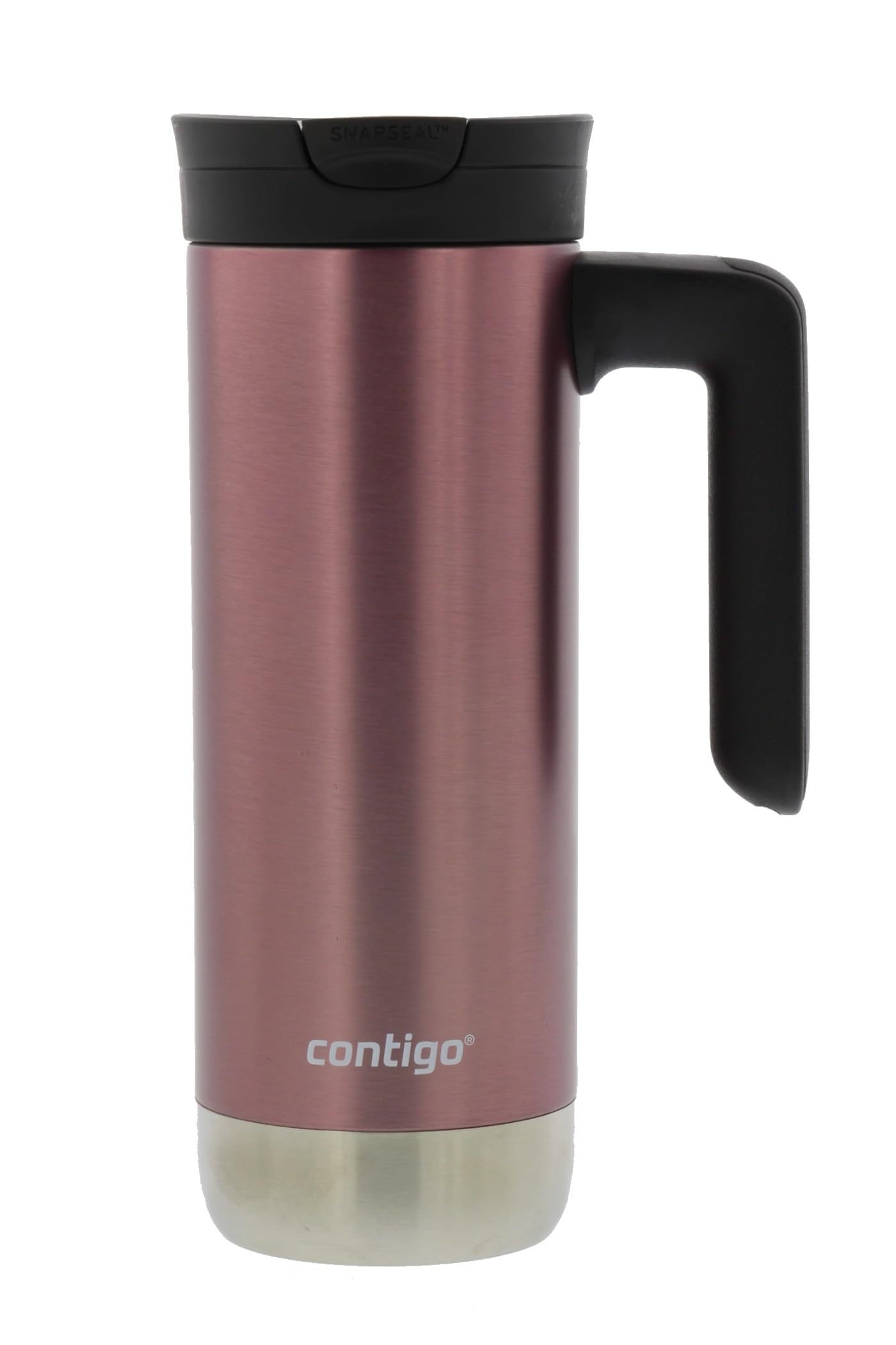 Taza de viaje Contigo Superior 2.0 con asa, uso en movimiento para bebidas calientes.