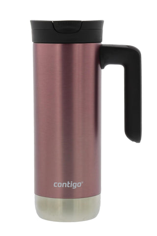 Taza de viaje Contigo Superior 2.0 con asa, uso en movimiento para bebidas calientes.