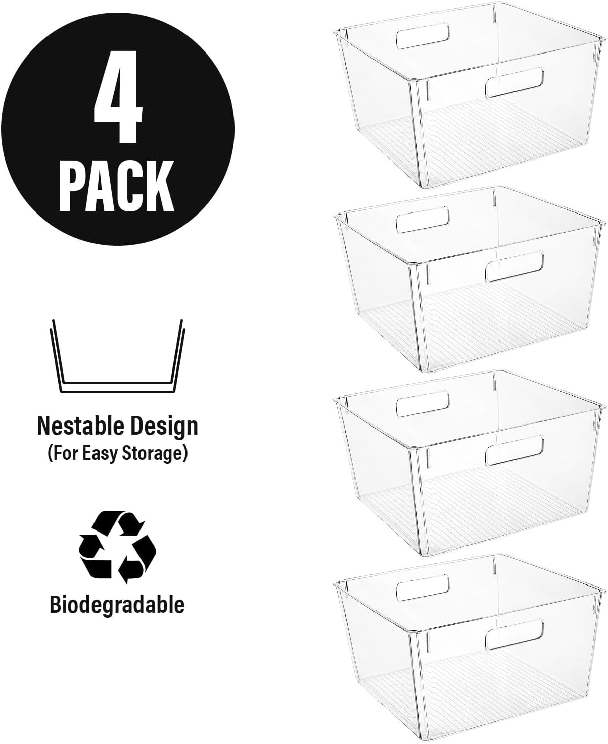 CONTROL KITCHEN organizadores transparentes para frigorífico, mantienen alimentos ordenados y fáciles de ubicar.
