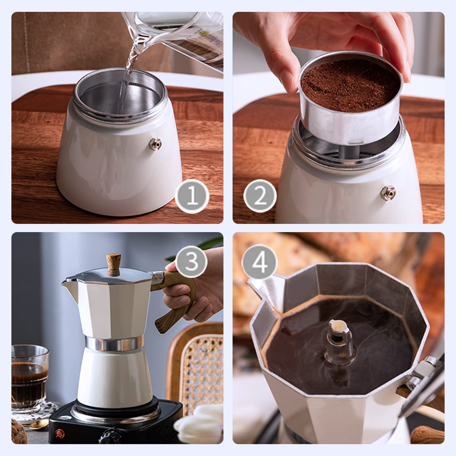 Conyee cafetera moka lista para usar en estufa y casa