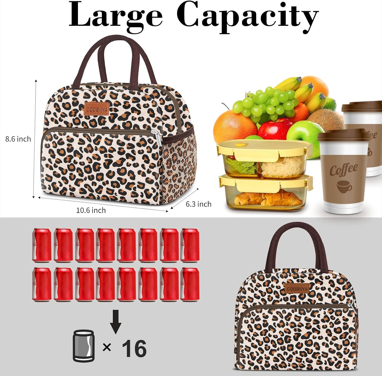 Coobiiya, bolsa-almuerzo-capacidad diez-litros, permite llevar comidas completas para el día.