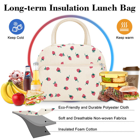Coobiiya bolsa almuerzo con bolsillo frontal para cubiertos y llaves.