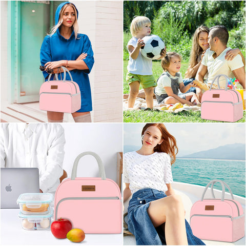 Coobiiya bolsa de almuerzo rosa, capacidad de 10 litros para comidas completas.