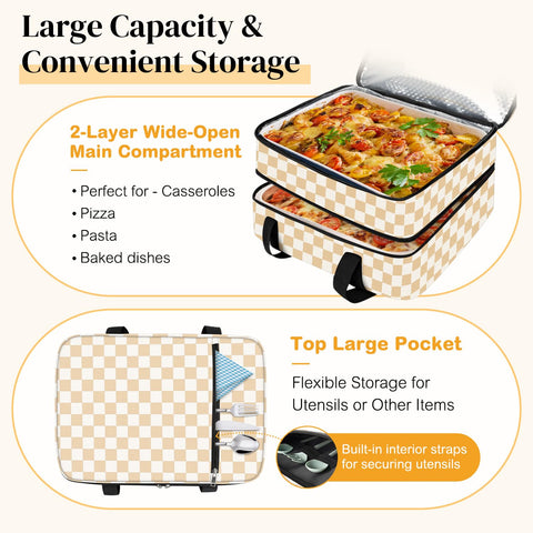 Coobiiya bolsa termica con bolsillo externo para utensilios y condimentos.