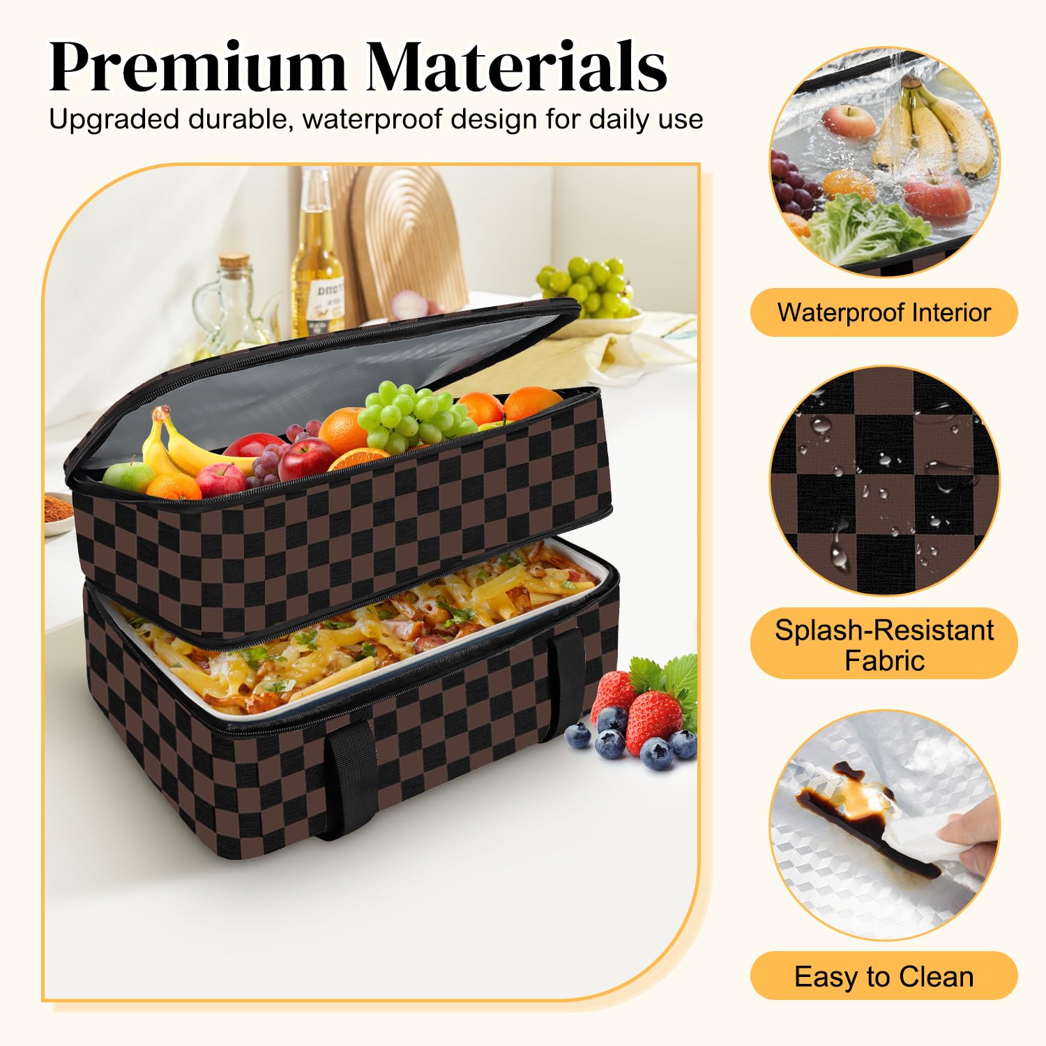 Coobiiya Bolsillo externo para accesorios mantiene utensilios y condimentos al alcance.