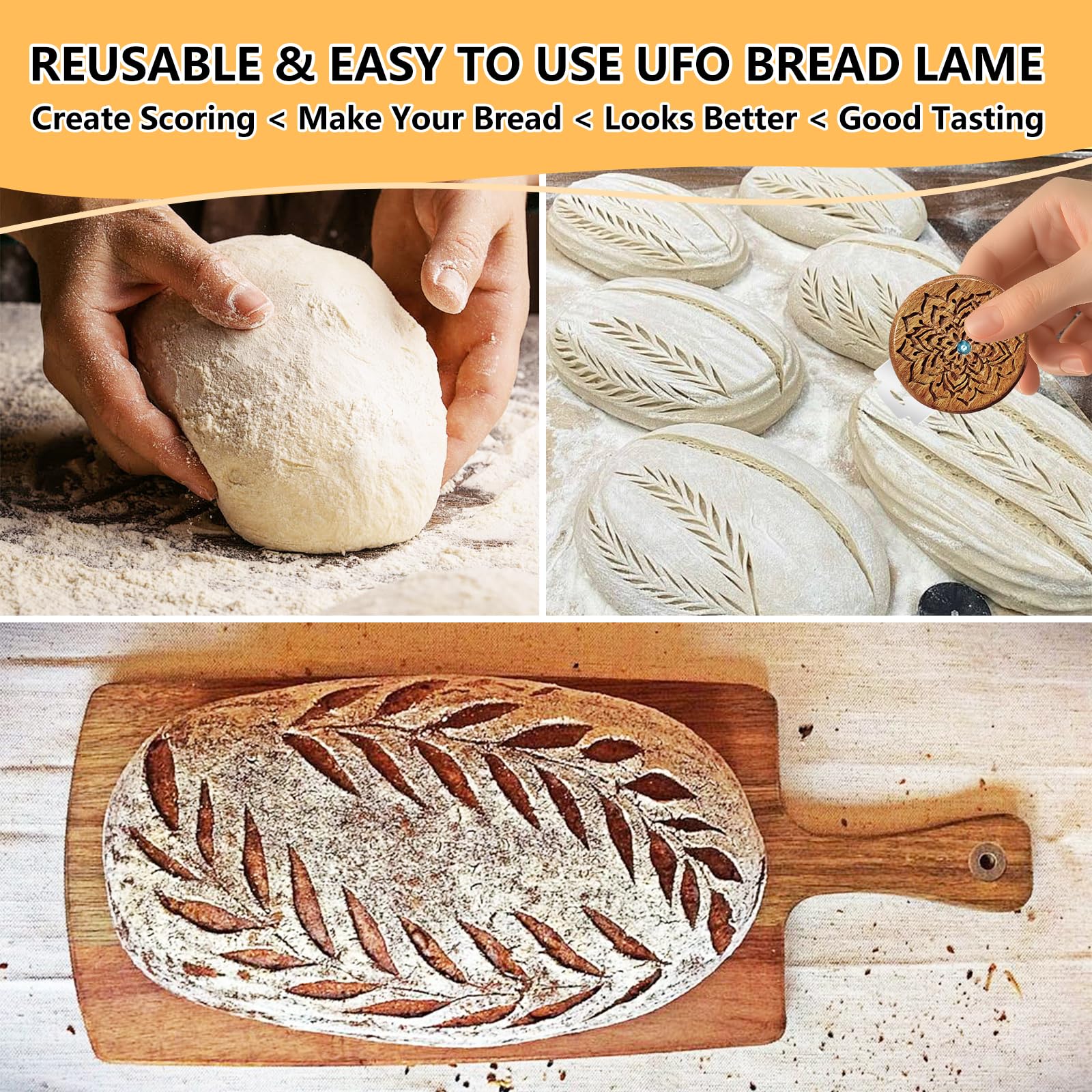 COOHLYEE UFO lima de pan, hoja precisa para crear diseños detallados en masa madre
