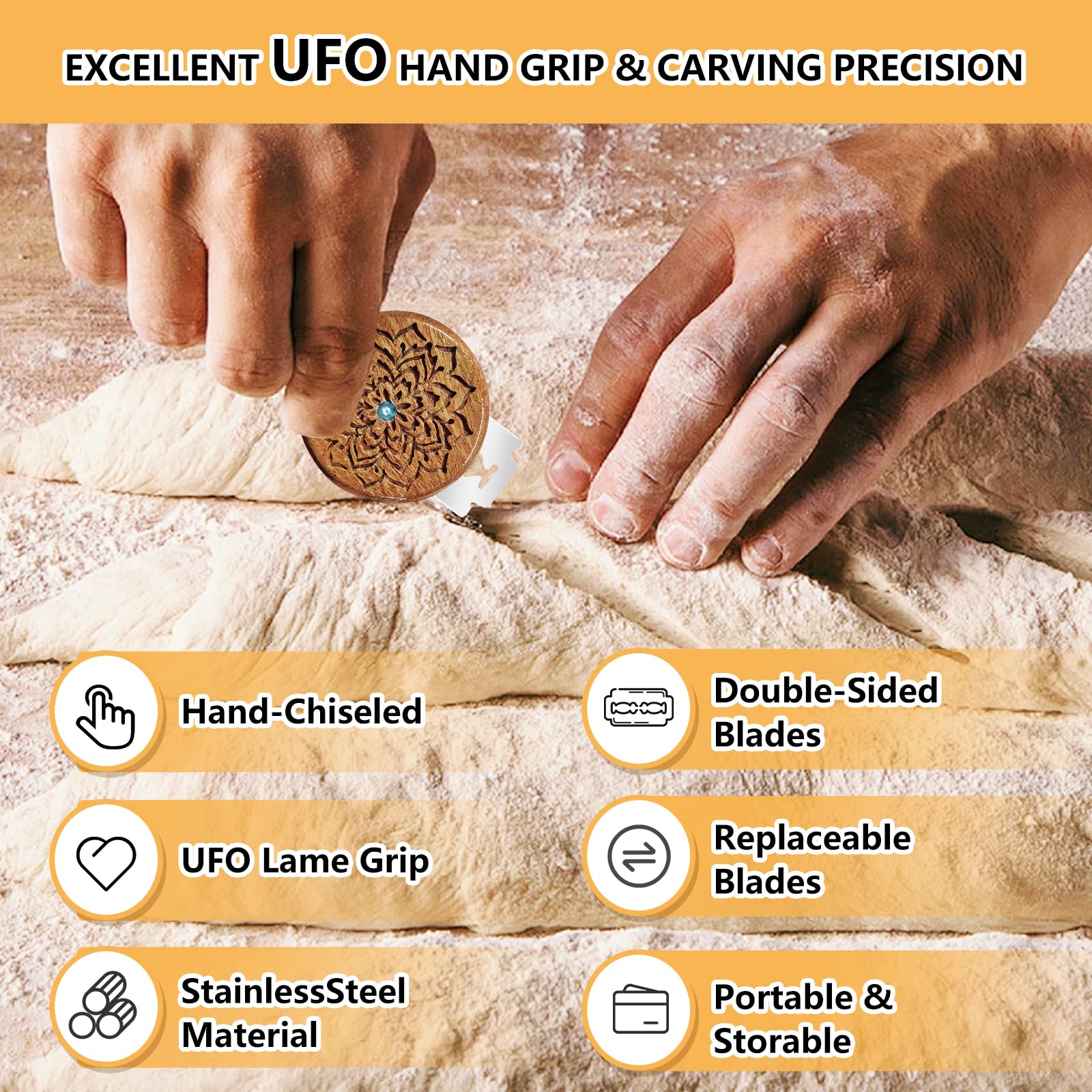COOHLYEE UFO lima de pan, manguitos para dedos para un manejo seguro durante montaje