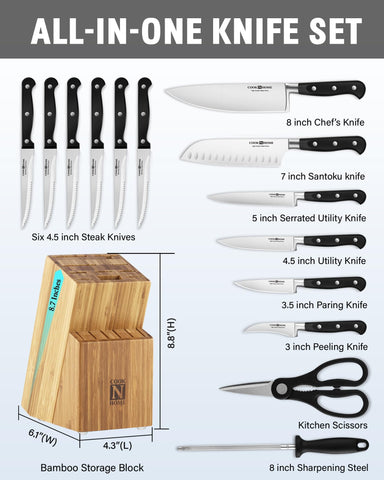 Cuchillo chef Cook N Home de 8 pulgadas para cortes precisos.