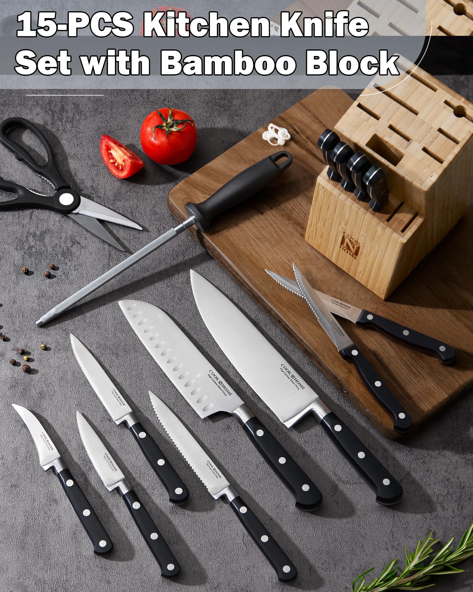 Cuchillo utilitario Cook N Home de 4.5 pulgadas para tareas rápidas.
