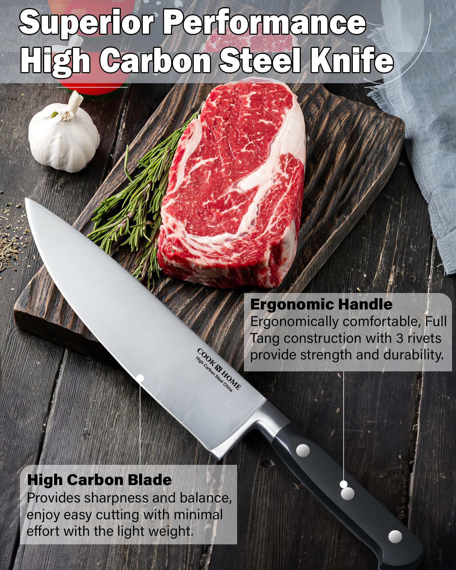 Cuchillo utilitario serrado Cook N Home de 5 pulgadas para pan.