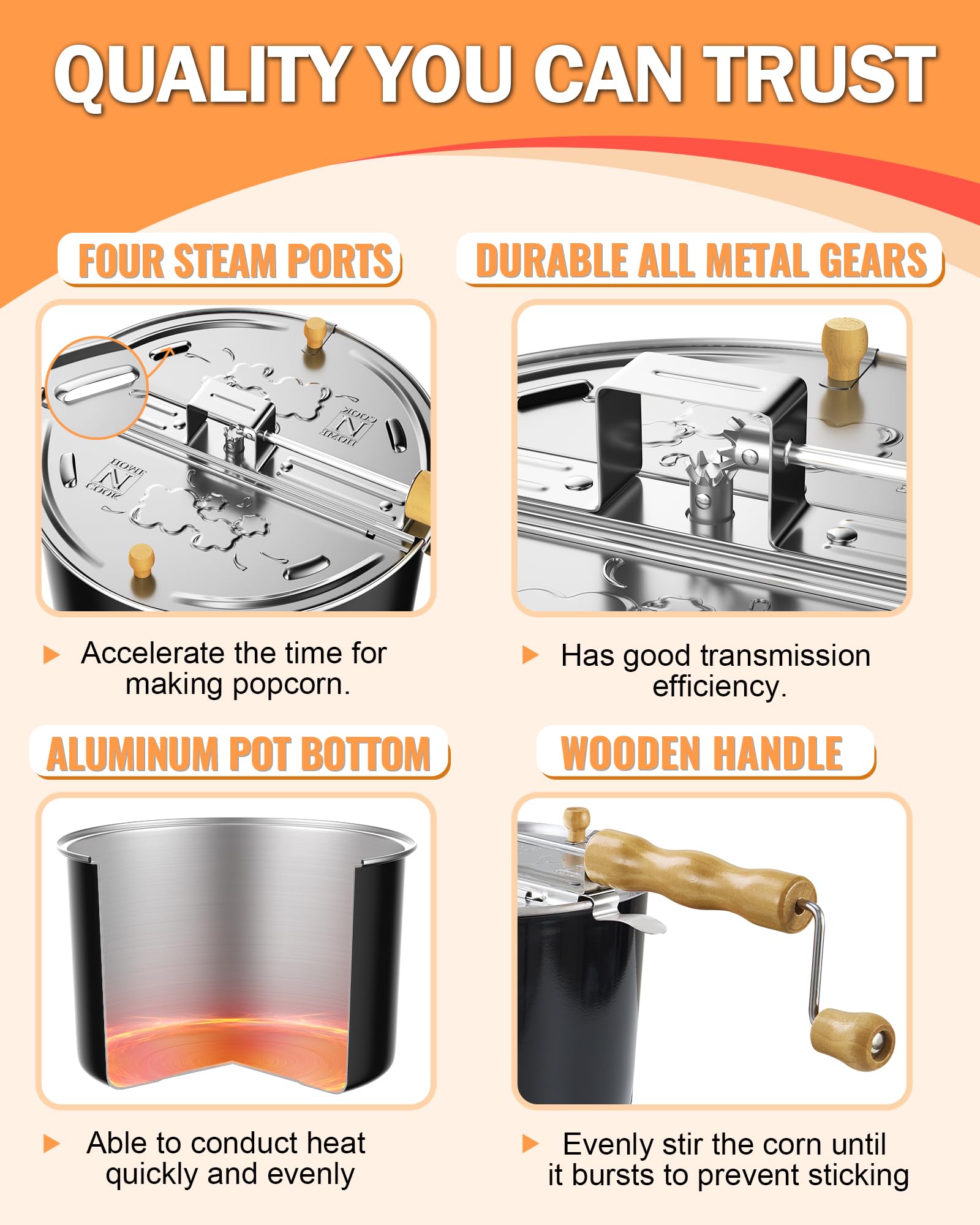Cook N Home engranajes de metal duraderos para un funcionamiento suave.