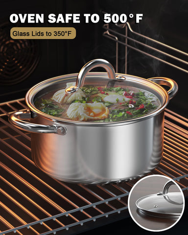 Diseño apilable de la Olla Cook N Home para ahorrar espacio.