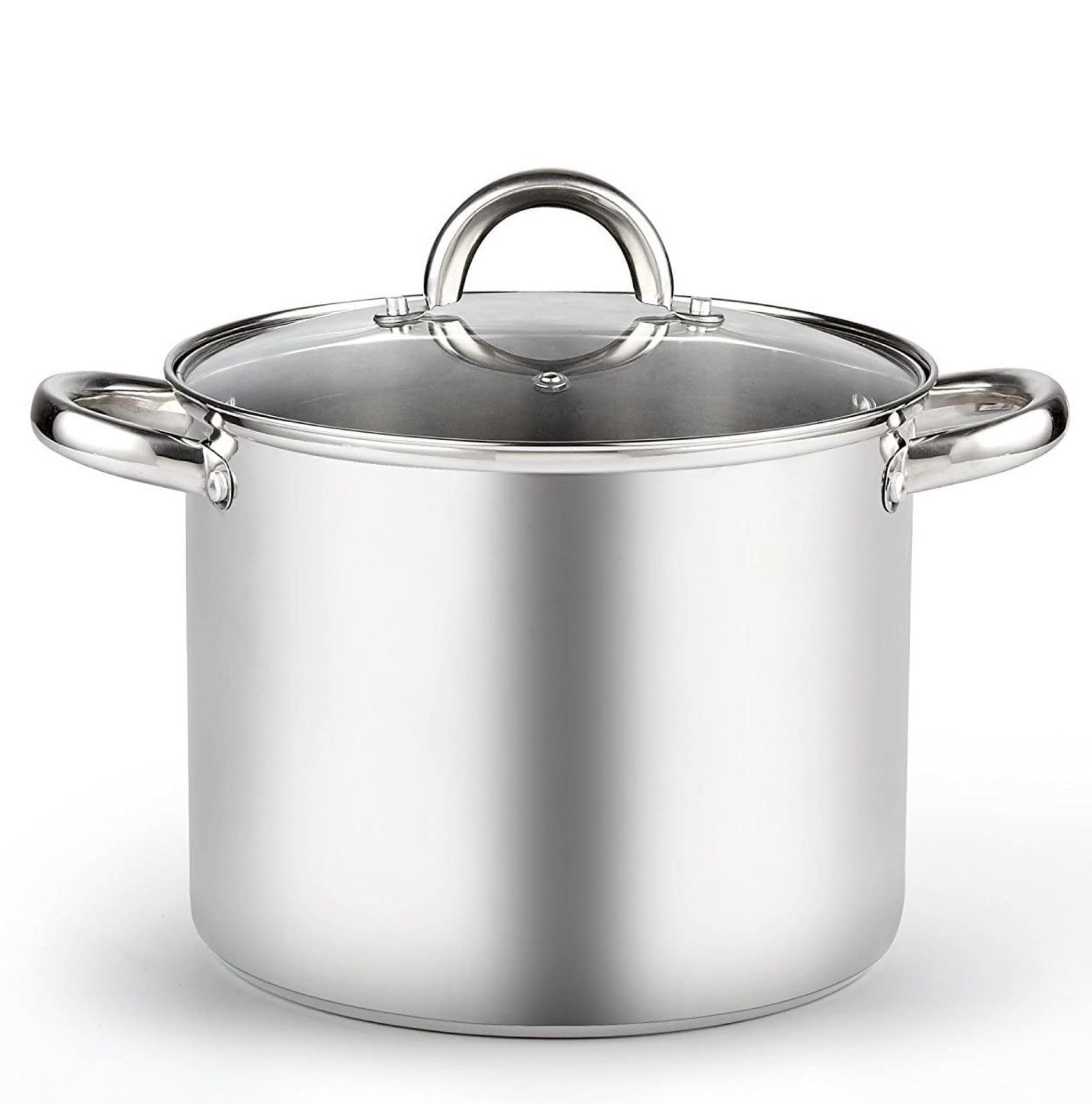 Olla Cook N Home inoxidable de 8 qt con tapa de vidrio para hervir caldos.
