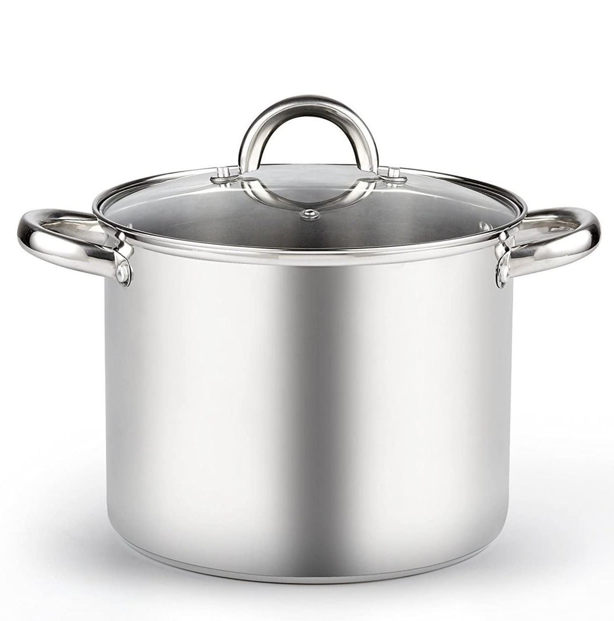 Olla Cook N Home inoxidable de 8 qt con tapa de vidrio para hervir caldos.