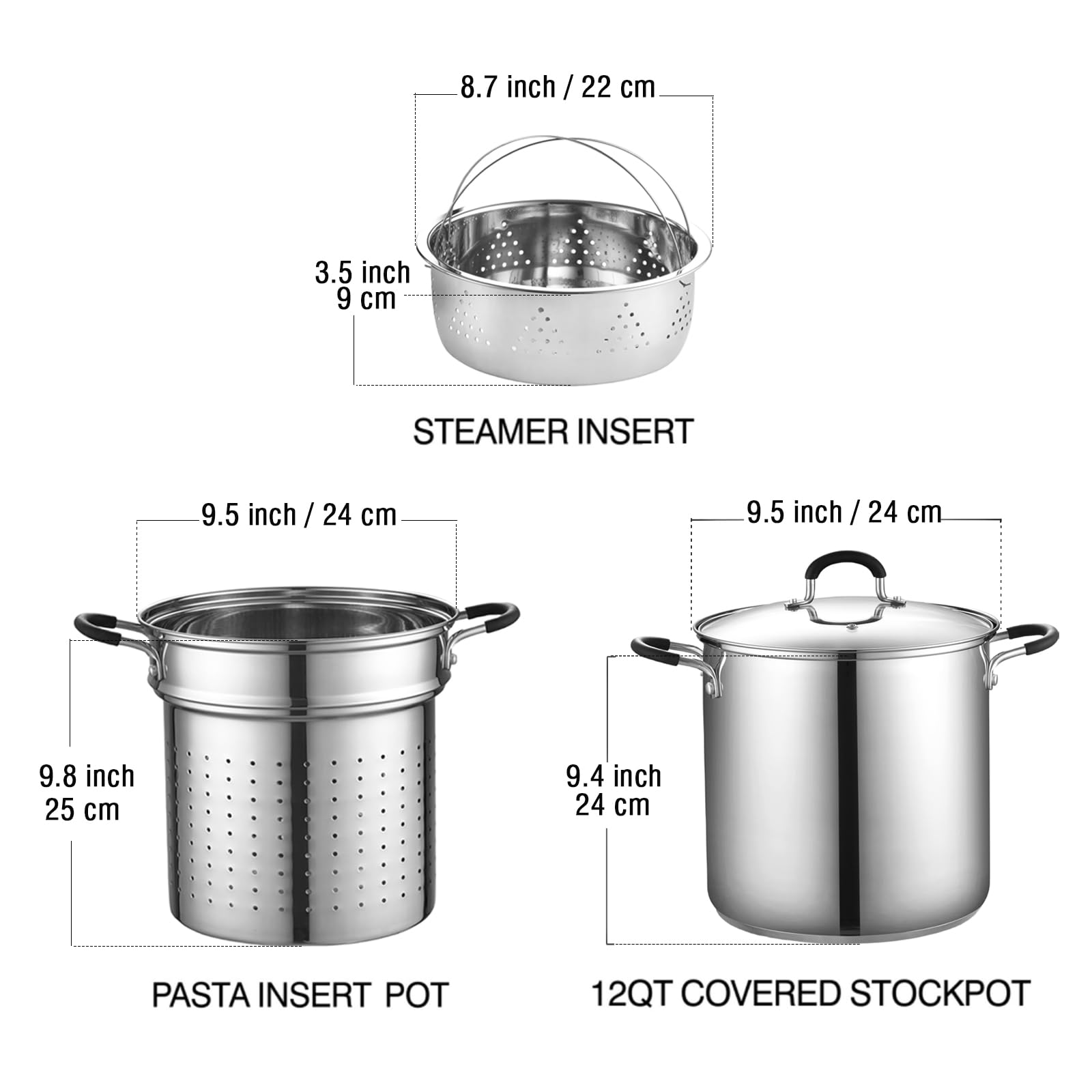 Olla para pasta Cook N Home con inserto y tapa de vapor visibles