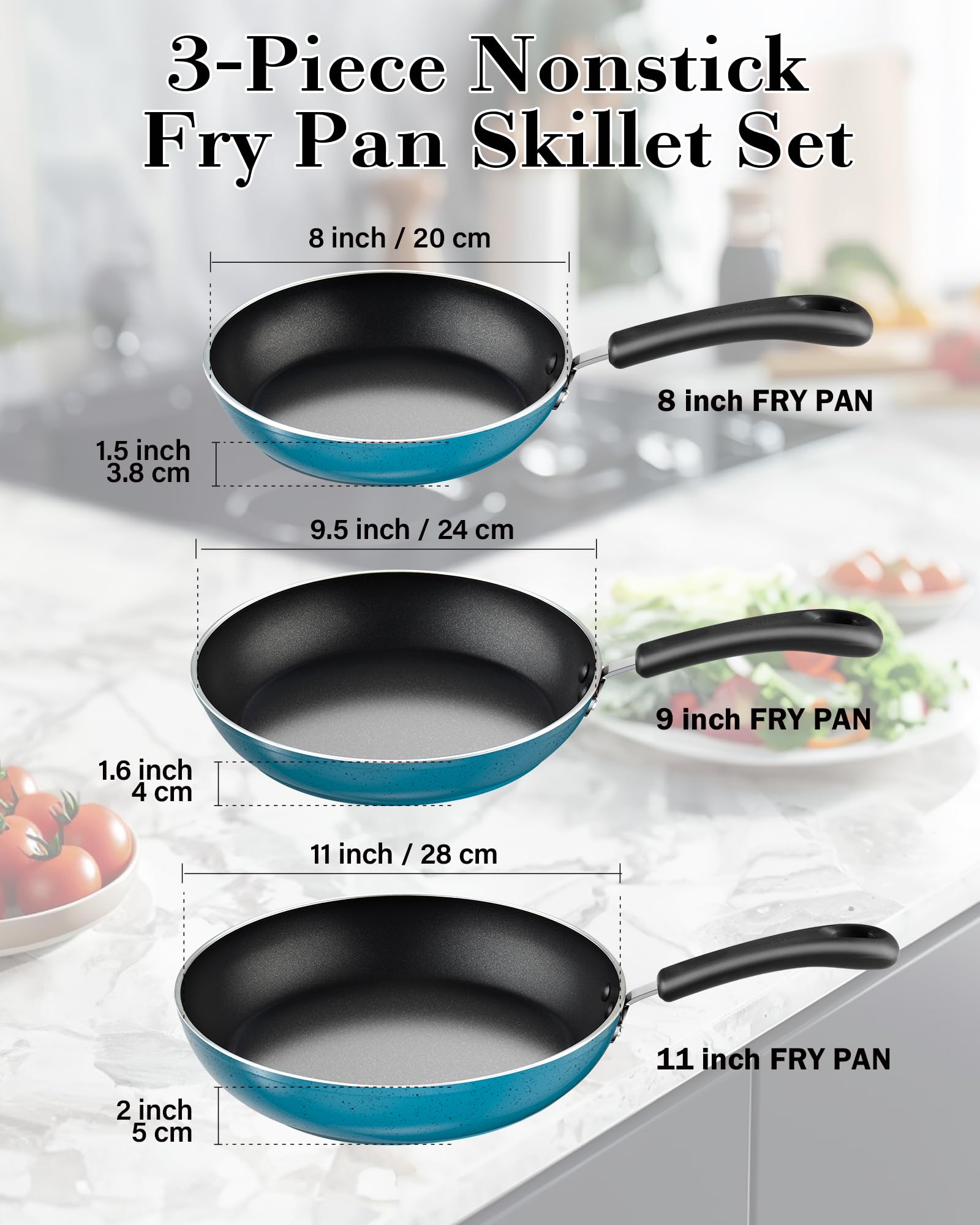 Sartén Cook N Home de 9,5 pulgadas para cocción rápida y uniforme