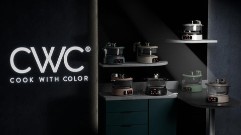 COOK WITH COLOR 3L accesorios incluidos espátula y taza medidora para porciones