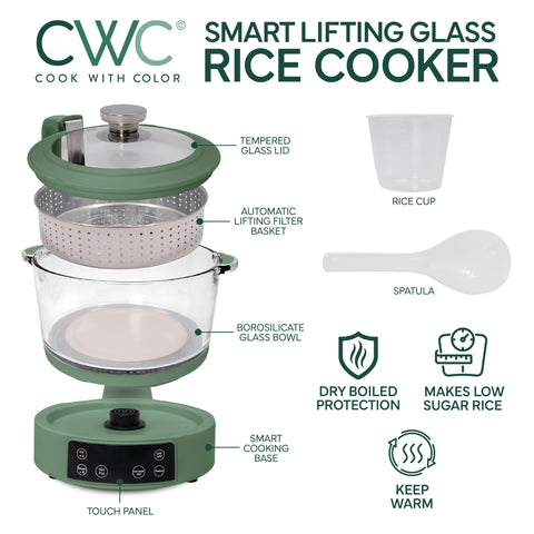 COOK WITH COLOR 3L cesta elevadora automática, separación limpia de arroz y agua