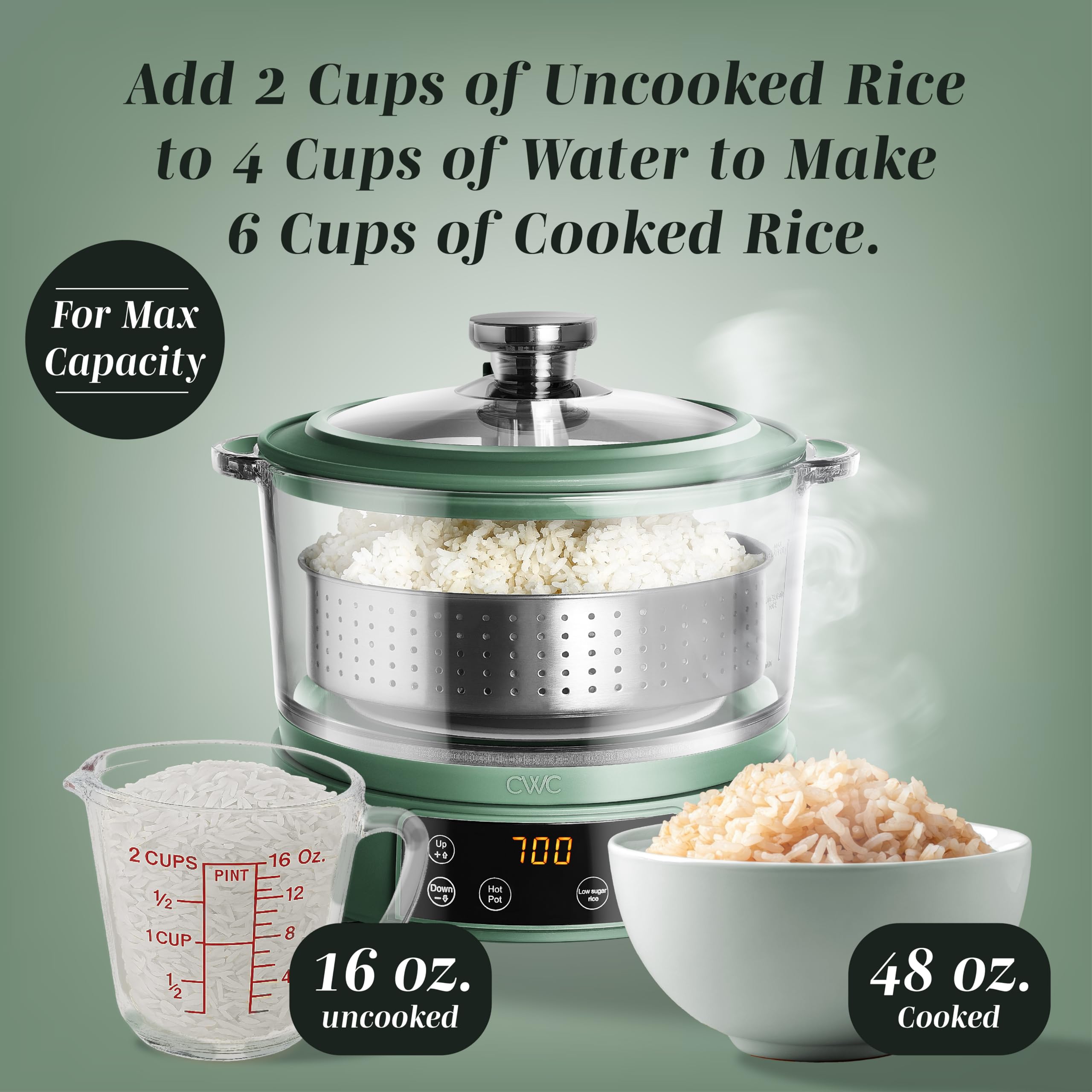 COOK WITH COLOR 3L construcción duradera de vidrio borosilicato y acero inoxidable