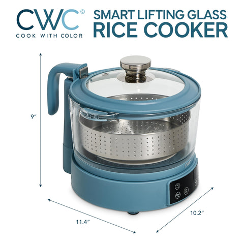 COOK WITH COLOR Panel digital en olla arrocera de cristal mini para control preciso