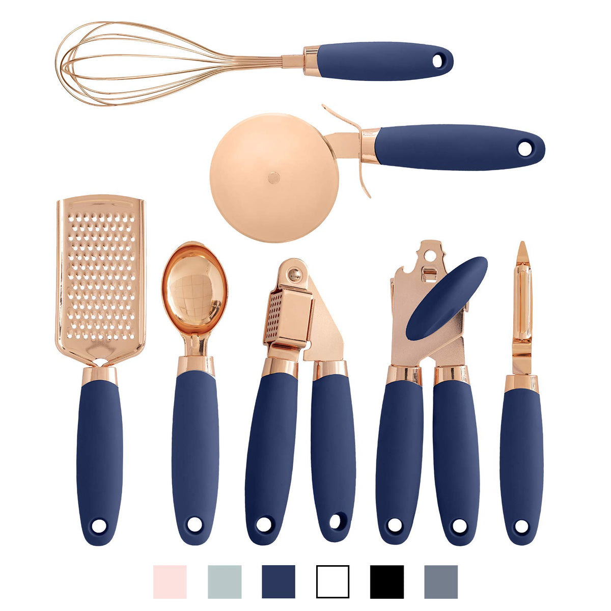 Abrelatas COOK WITH COLOR de cobre con mango suave, para abrir latas con control.
