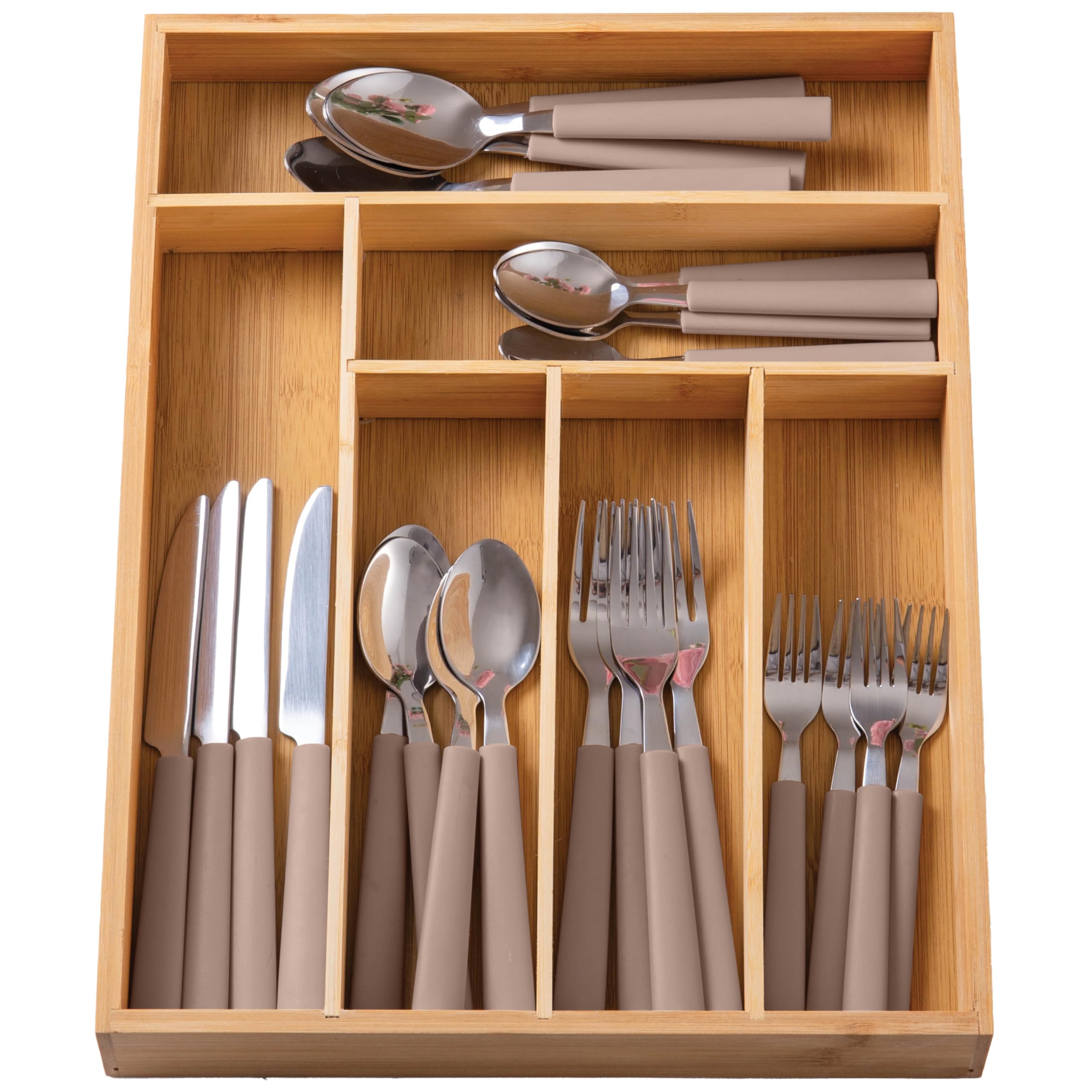 COOK WITH COLOR juego de utensilios de bambú con organizador para cajón, ideal para cocina