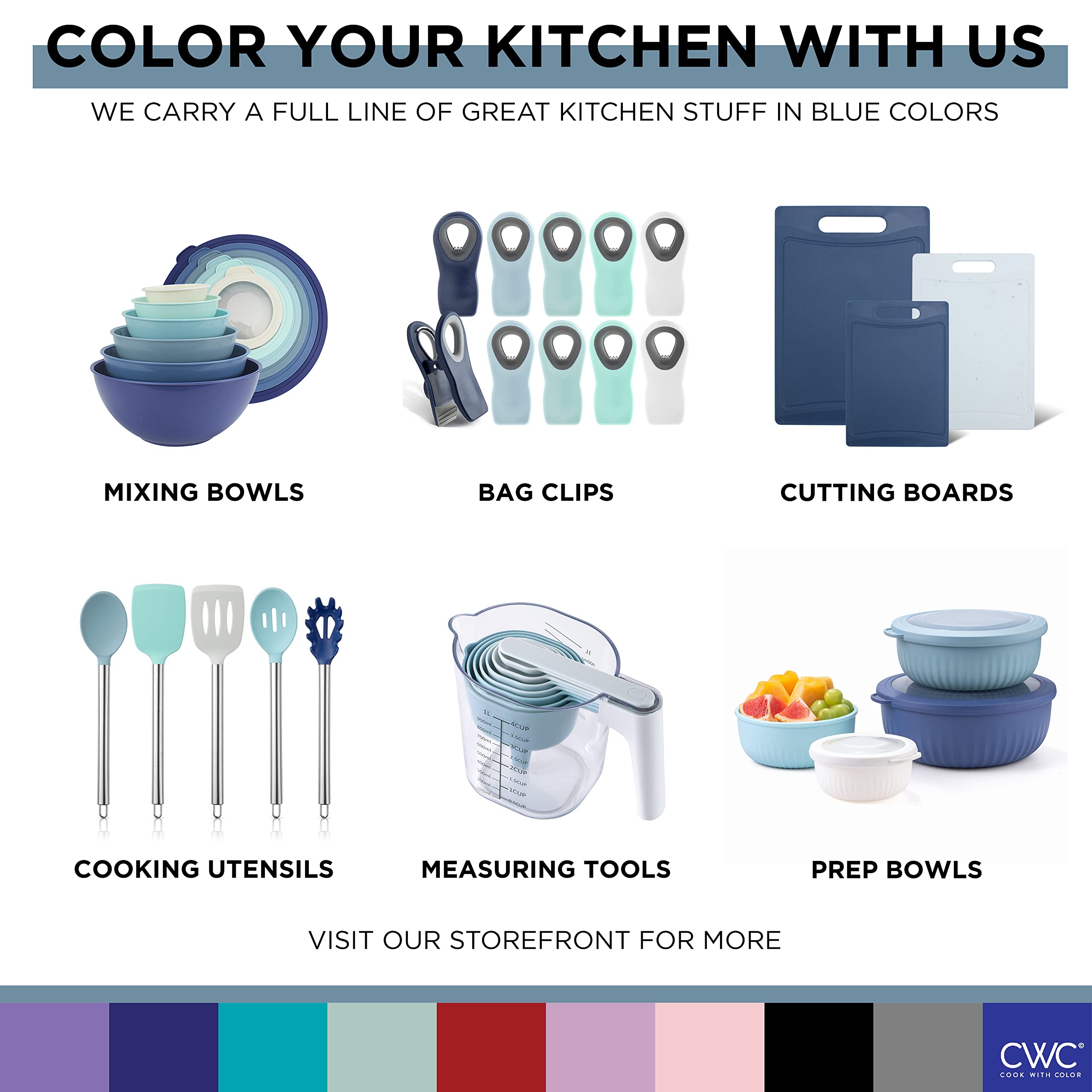 COOK WITH COLOR juego de 8 clips azules mejora la organización en cocina.