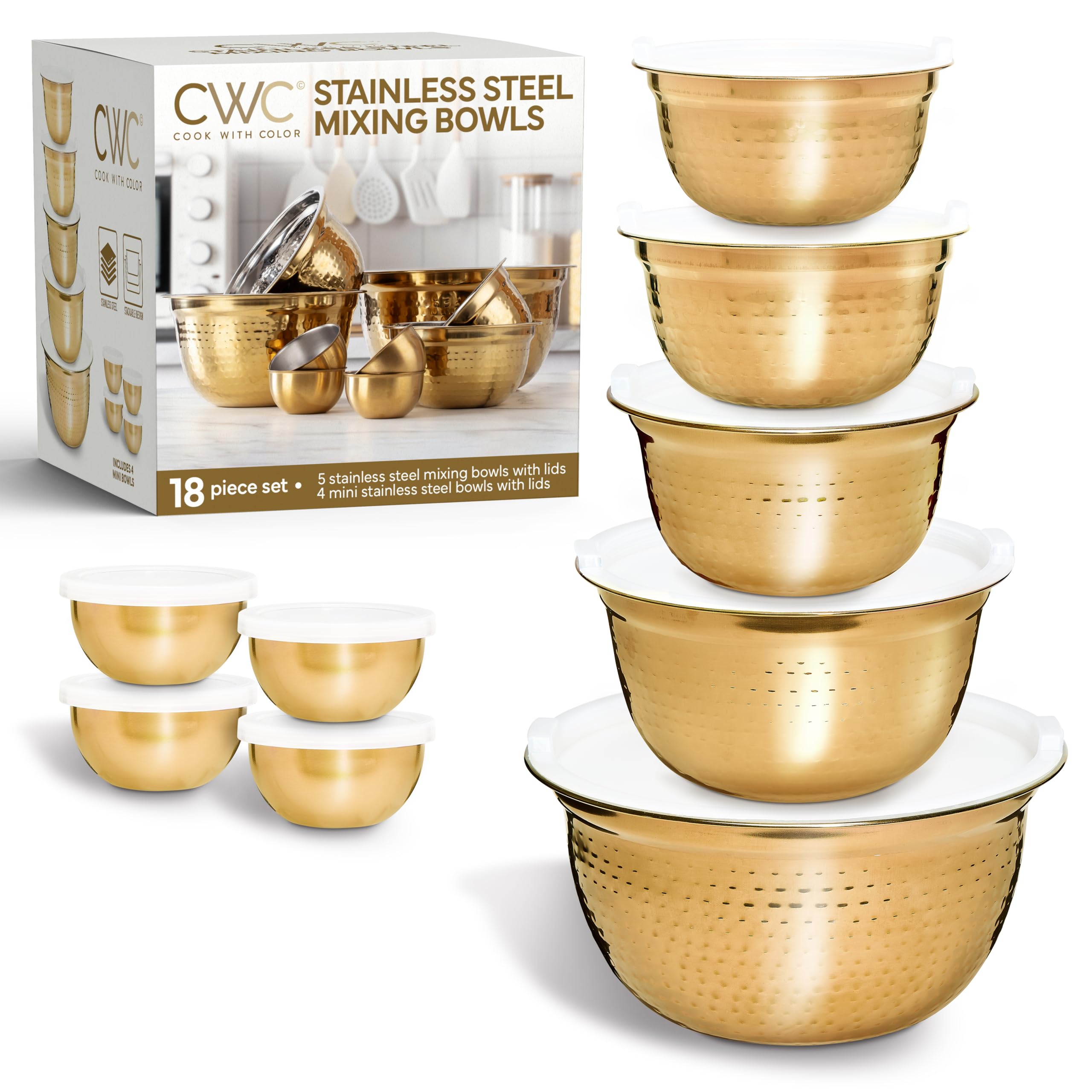 COOK WITH COLOR conjunto de tazones apilables para ahorro de espacio en cocina