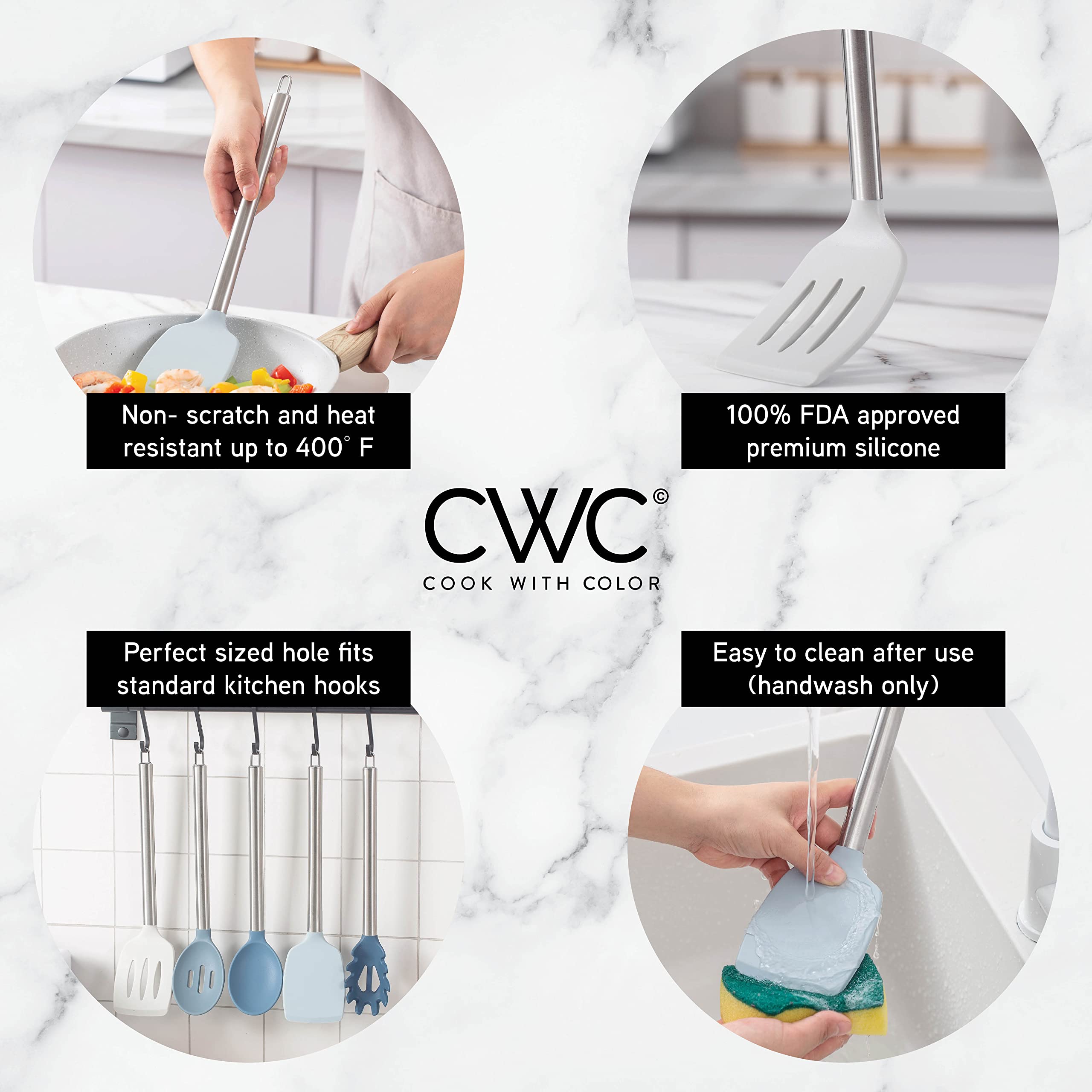COOK WITH COLOR cucharon plano, surte movimientos suaves al cocinar