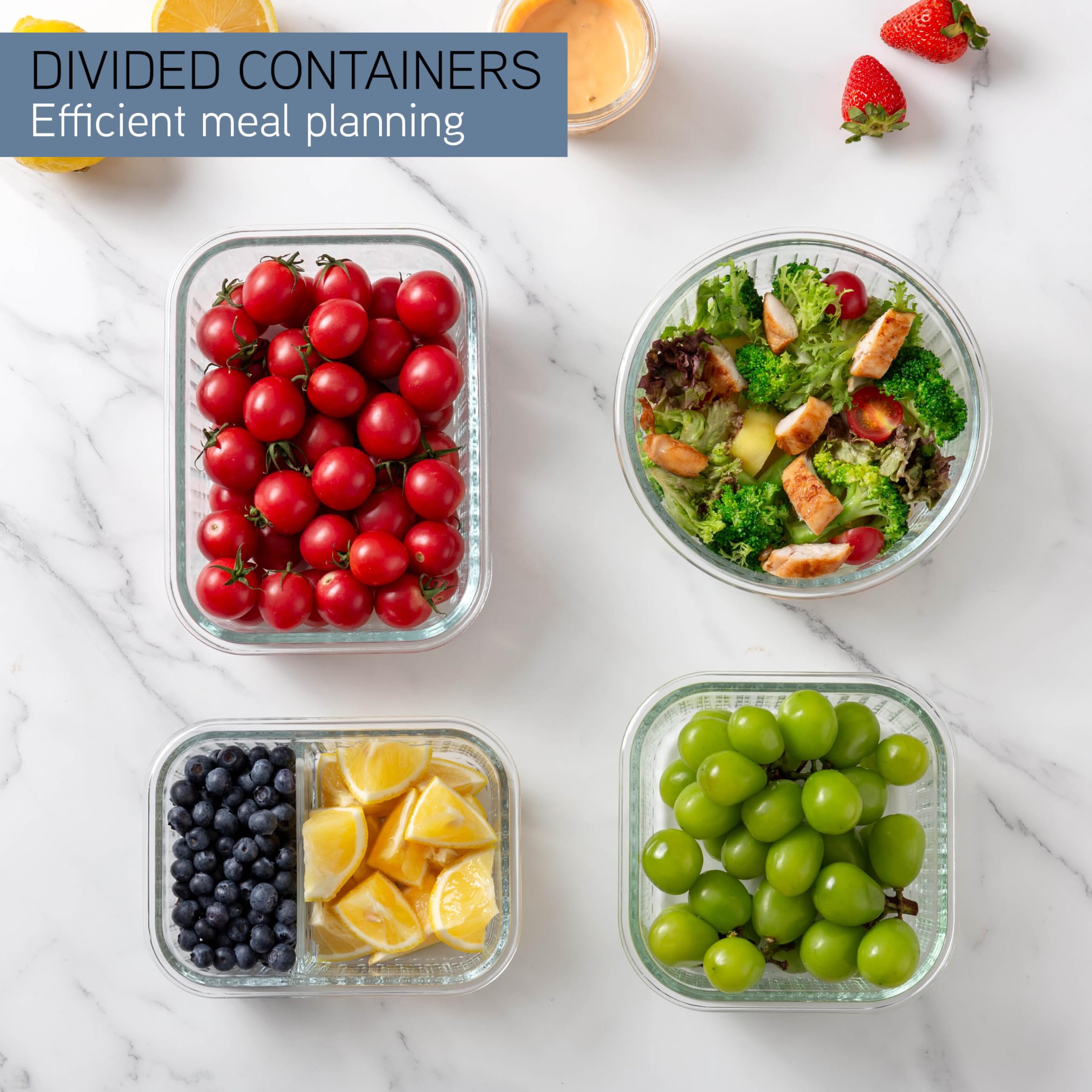 COOK WITH COLOR contenedor con divisor integrado para separar alimentos
