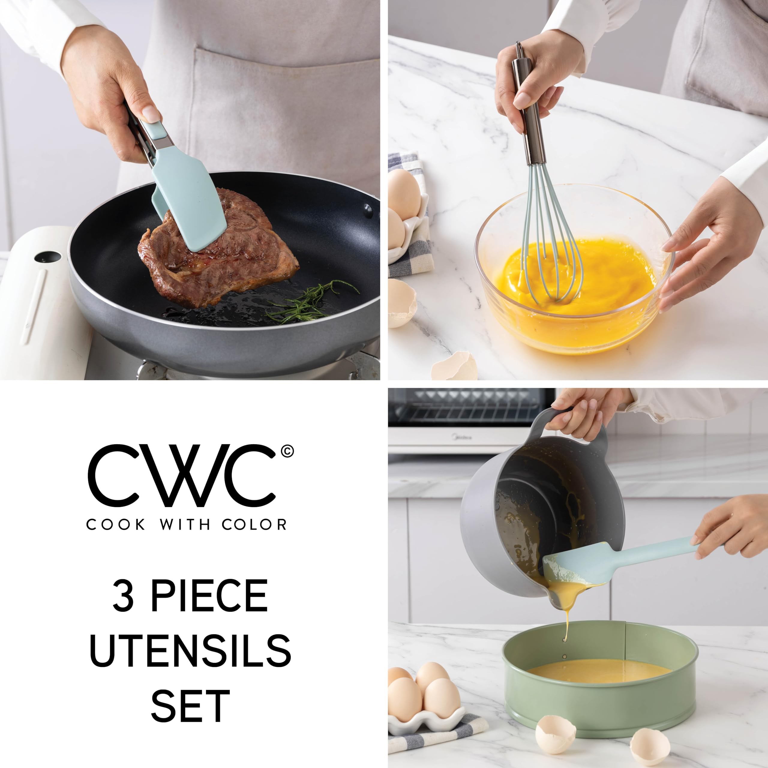 COOK WITH COLOR puntas de silicona, protección antiadherente durante cocción