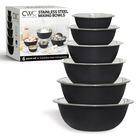COOK WITH COLOR tazones de acero inoxidable apilables para ahorrar espacio en la cocina.