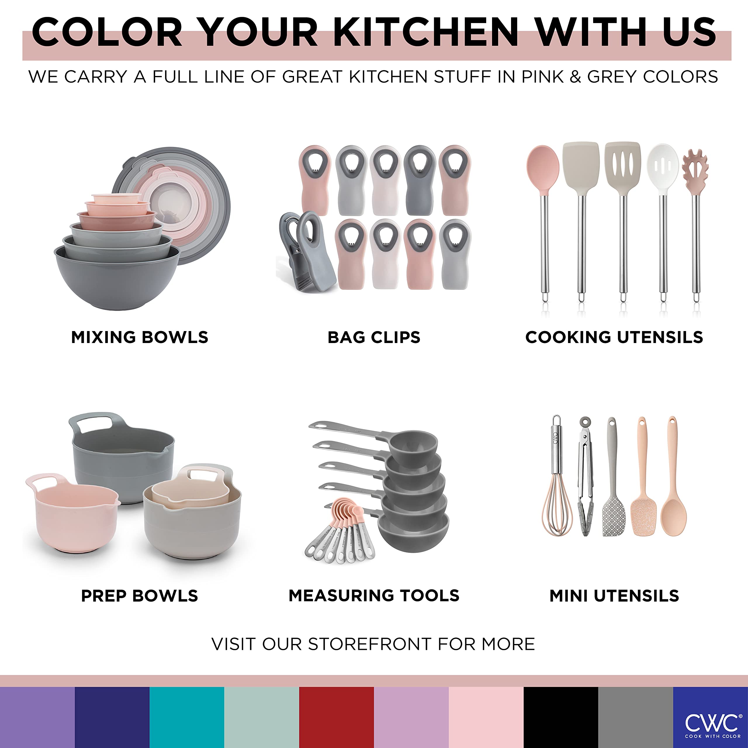 COOK WITH COLOR tazones anidados con tapas transparentes para ver contenido