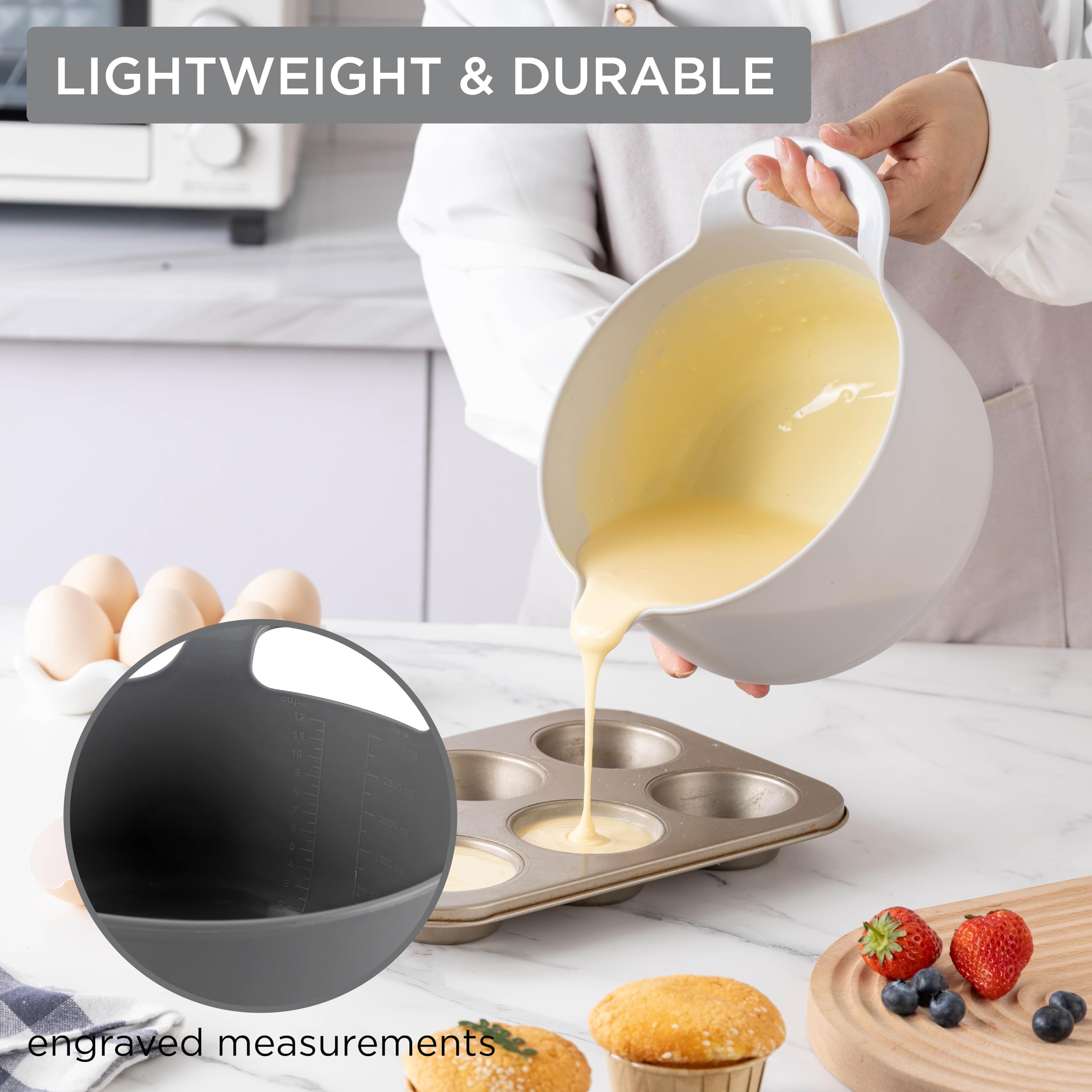 COOK WITH COLOR tazones antideslizantes con mangos ergonómicos, estabilidad al batir