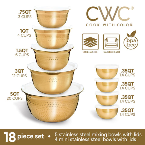 COOK WITH COLOR tazones inoxidables brillantes para uso diario en la cocina
