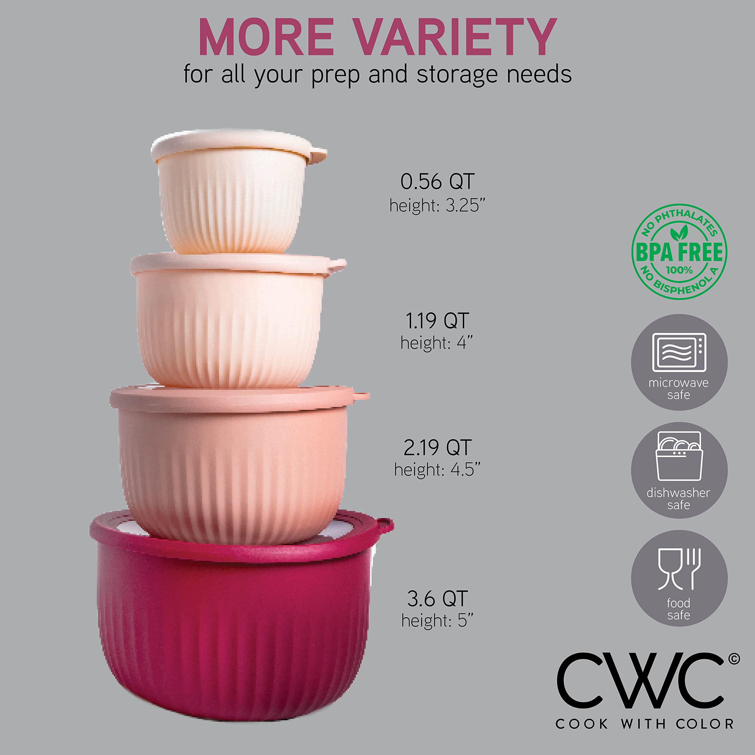 Tazones COOK WITH COLOR de 38 oz en rosa, perfectos para porciones medias.