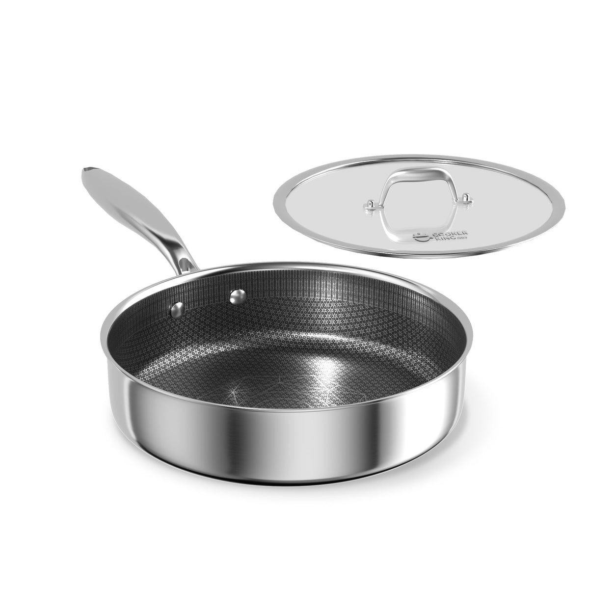 Sartén COOKER KING con base láser gravado y recubrimiento cerámico para sabores puros.