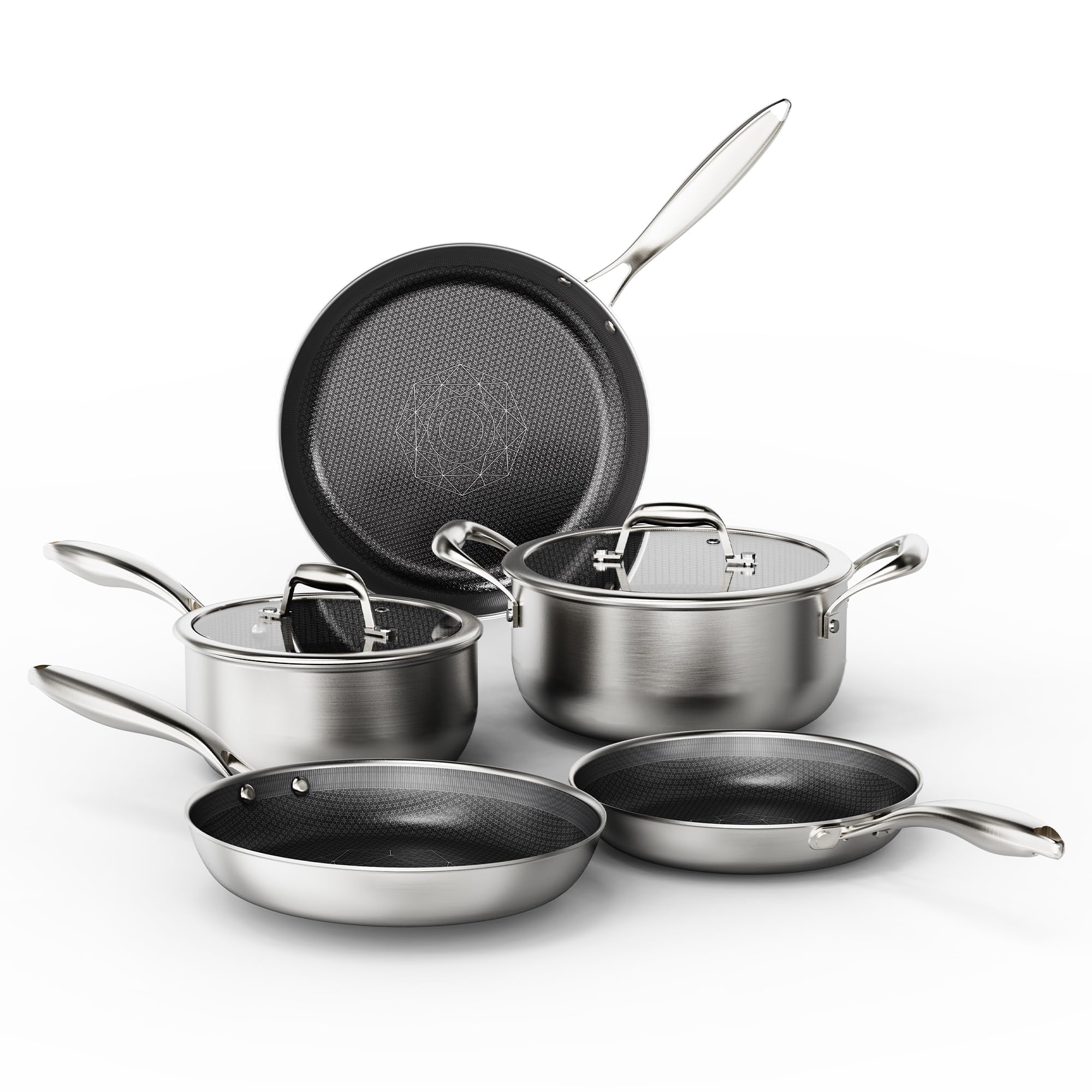 COOKER KING juego sartenes de acero inoxidable, durabilidad y acabado elegante para la cocina.