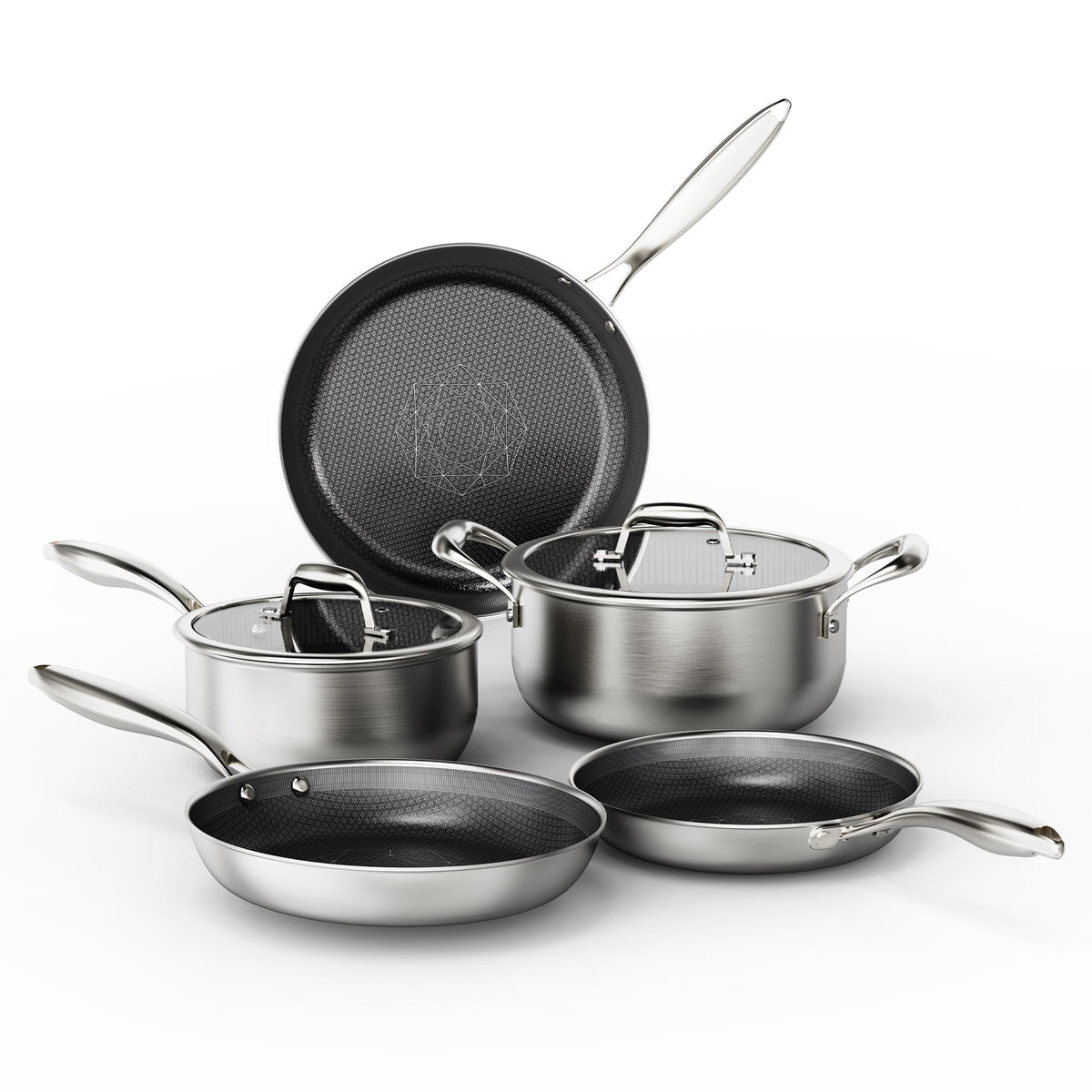 COOKER KING juego sartenes de acero inoxidable, durabilidad y acabado elegante para la cocina.