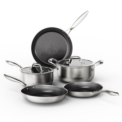 COOKER KING juego sartenes de acero inoxidable, durabilidad y acabado elegante para la cocina.