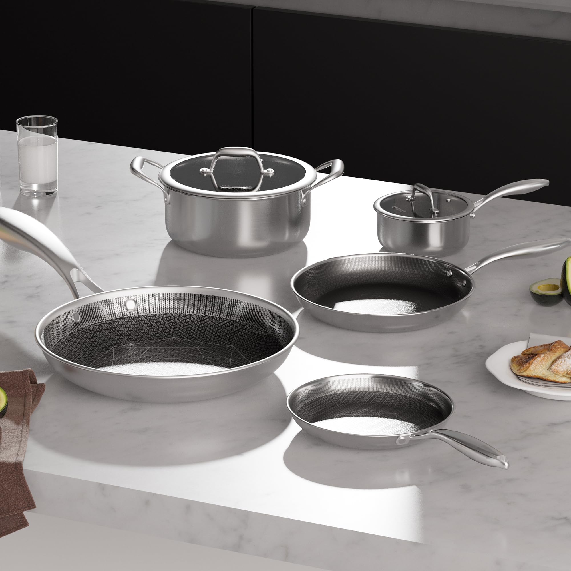 COOKER KING olla de 3 qt con tapa de vidrio.