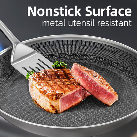 COOKER KING sartén 12 pulgadas acero inoxidable recubrimiento cerámico antiadherente para platos amplios