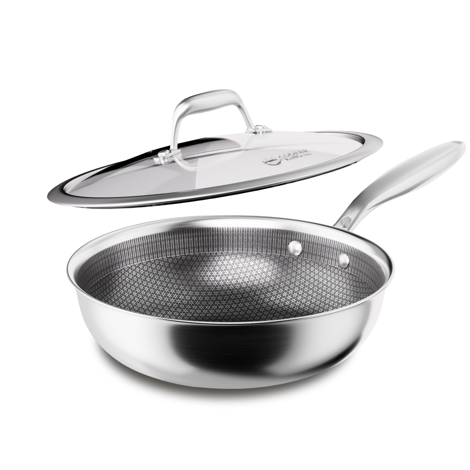 COOKER KING Wok de 10 pulgadas con tapa, ideal para salteados equilibrados.