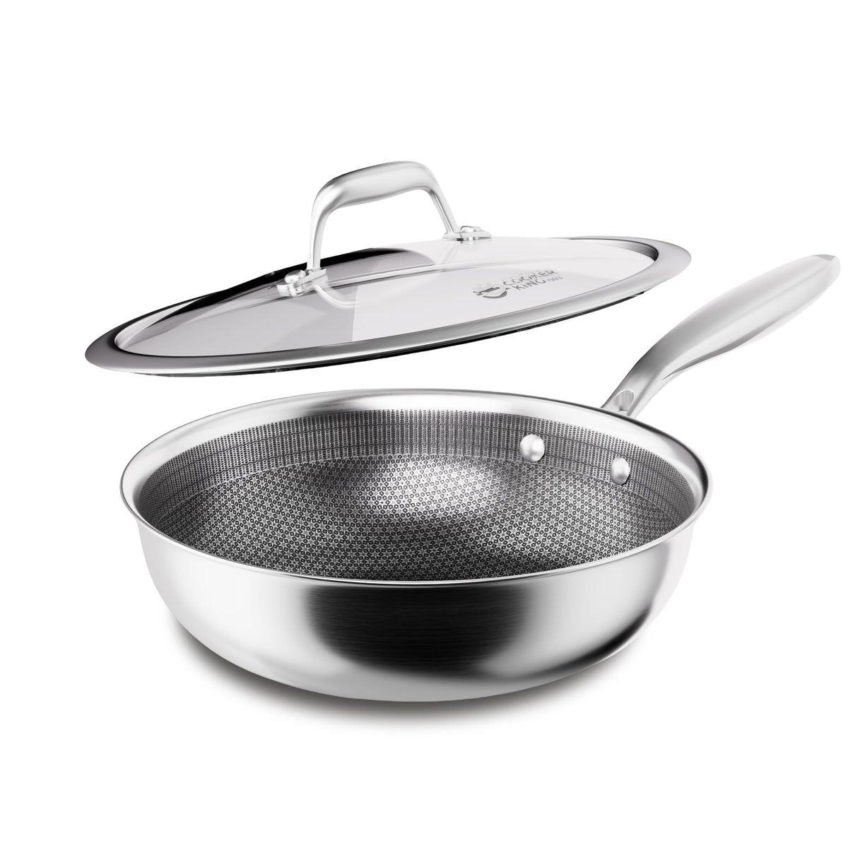 COOKER KING Wok de 10 pulgadas con tapa, ideal para salteados equilibrados.
