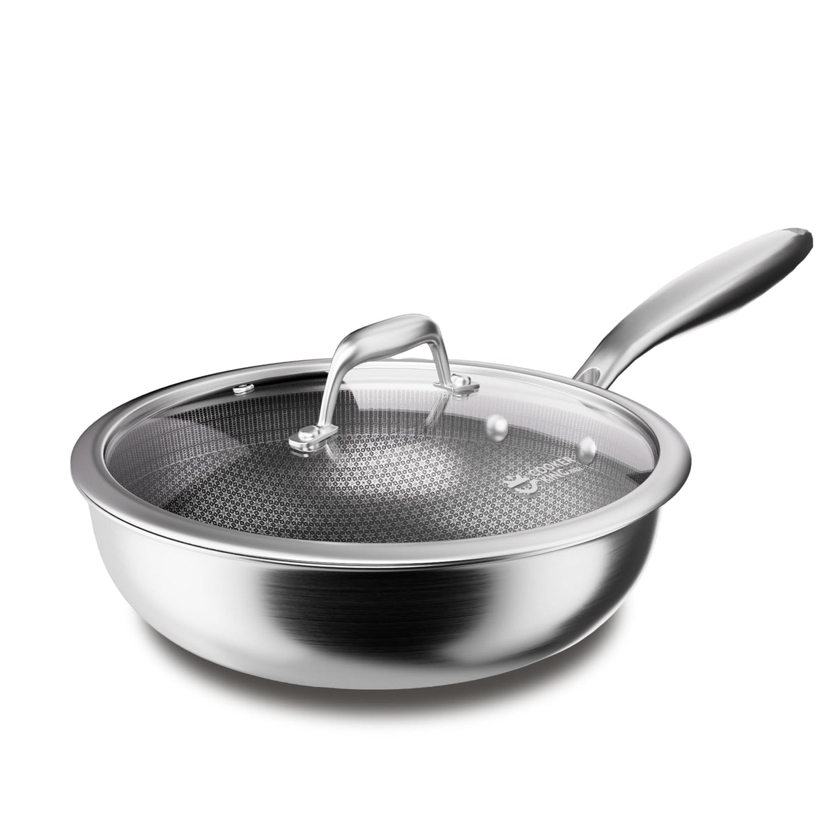 COOKER KING sartén estilo wok con base grabada láser para sabores puros al cocinar.
