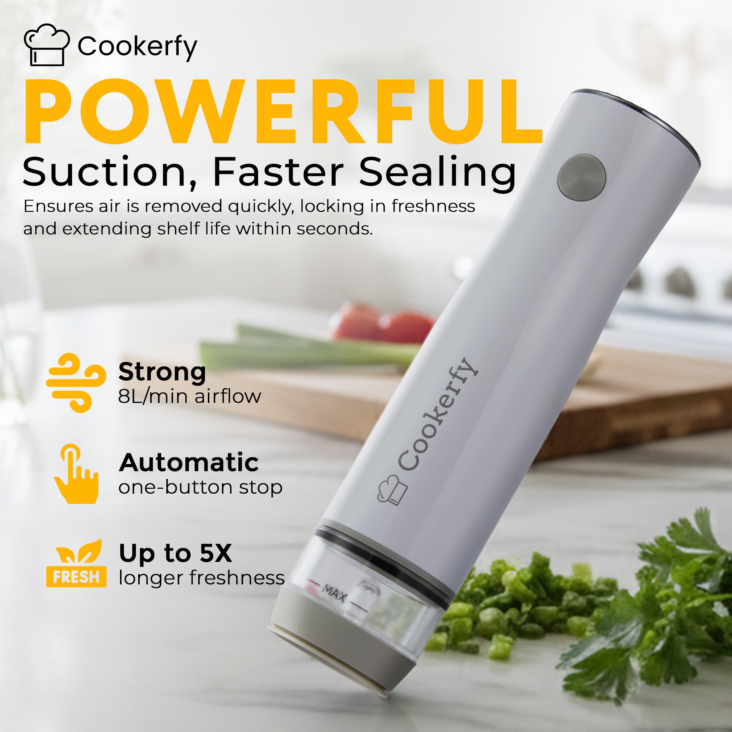 Cookerfy tanque visible facilita limpieza al verter líquidos