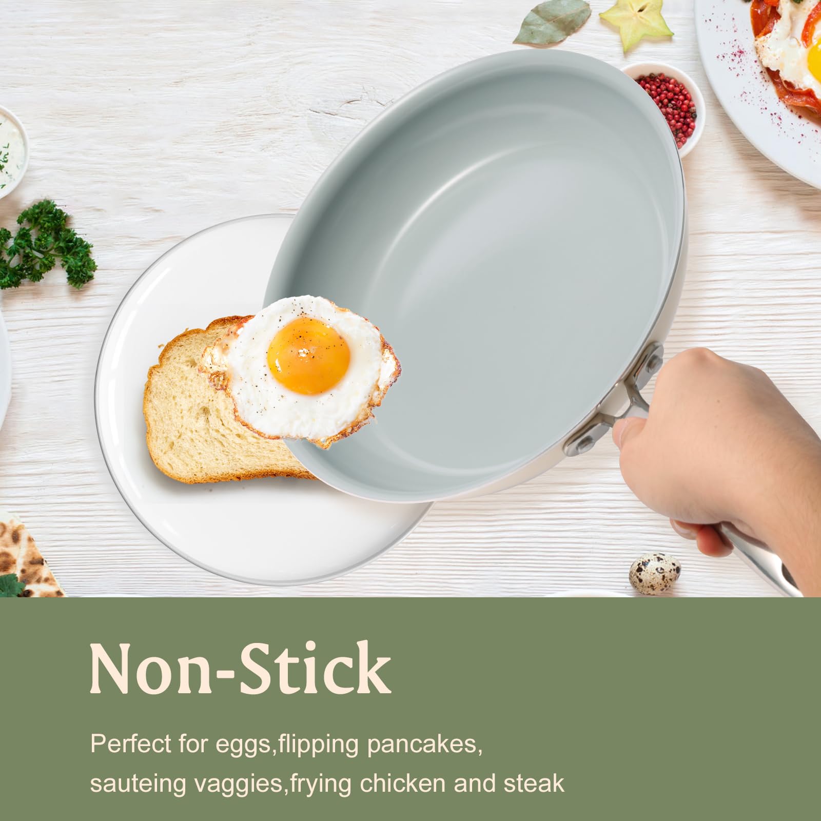 Cookersway Sartén cerámica con distribución de calor uniforme para cocciones consistentes