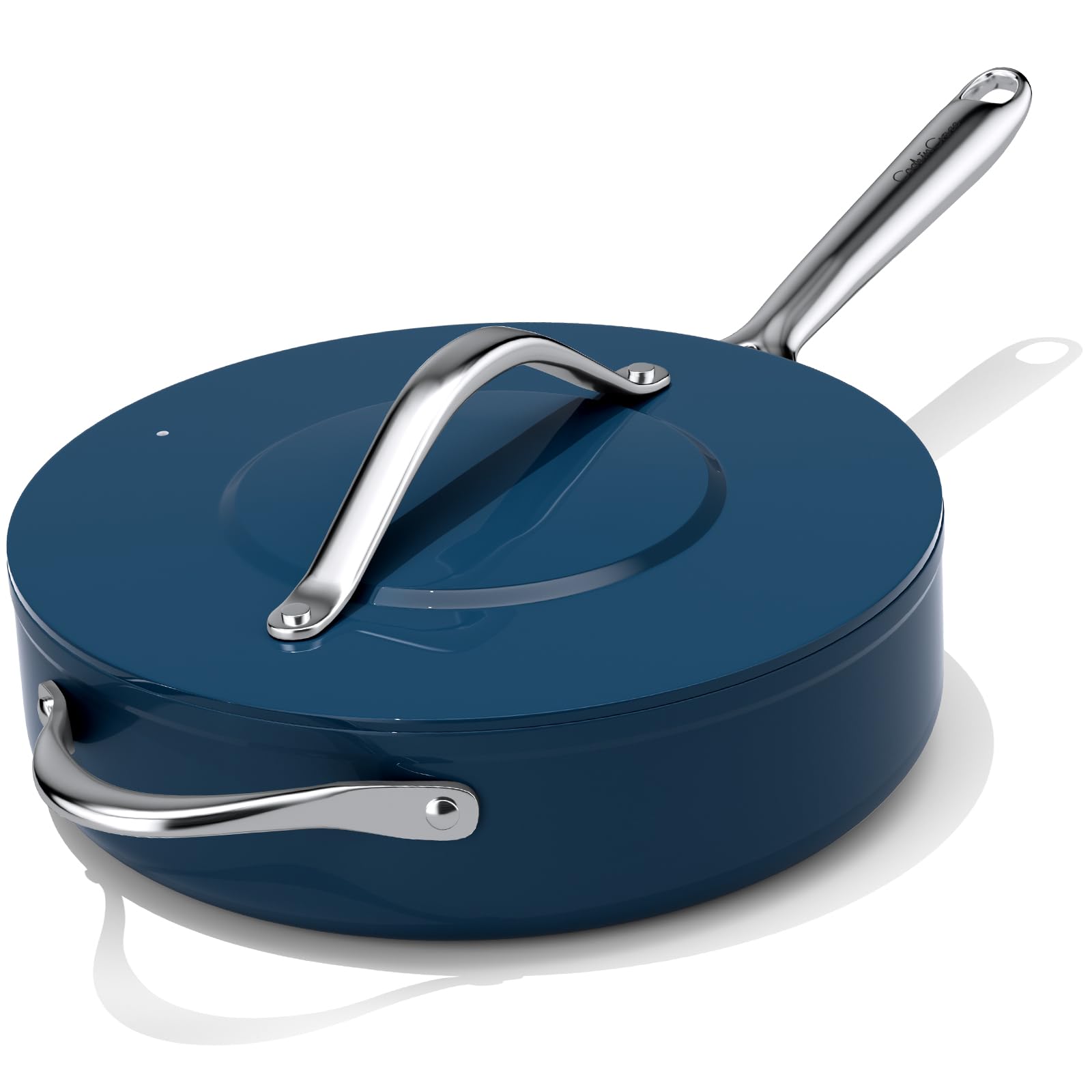 CookinCraze sartén cerámica antiadherente 11 pulgadas con tapa para saltear con menos aceite